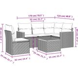 vidaXL - 6-delige - Loungeset - met - kussens - poly - rattan - grijs