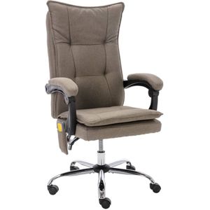 vidaXL - Kantoormassagestoel - Taupe - Ergonomisch Ontwerp - Massage- en Ligfunctie