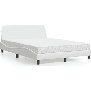 vidaXL Bed met matras kunstleer wit 140x190 cm