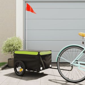 vidaXL Fietstrailer 30 kg ijzer zwart en groen