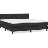 vidaXL Boxspring met matras kunstleer zwart 180x200 cm