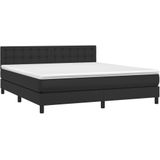 vidaXL Boxspring met matras kunstleer zwart 180x200 cm