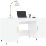 VidaXL Bureau 140x50x75 cm - Bewerkt Hout - Hoogglans Wit