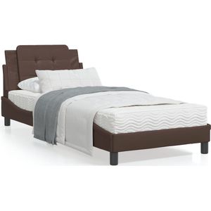 vidaXL Bedframe met hoofdbord kunstleer bruin 100x200 cm