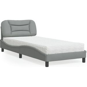 vidaXL Bed met matras stof lichtgrijs 90x200 cm