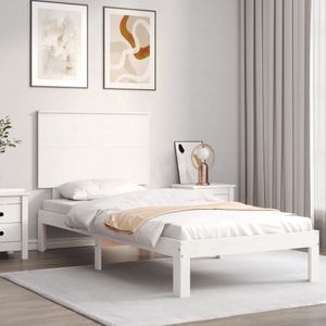 VidaXL-Bedframe-met-hoofdbord-massief-hout-wit-100x200-cm