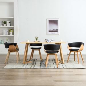 VidaXL Eetkamerstoelen 4 st Gebogen Hout & Kunstleer Zwart