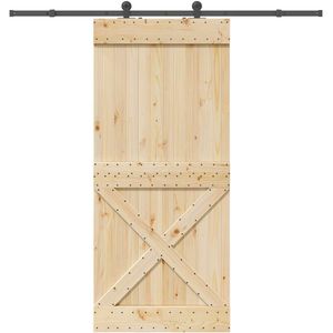 vidaXL Schuifdeur met beslag 100x210 cm massief grenenhout