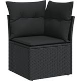 vidaXL 11-delige Loungeset met kussens poly rattan zwart