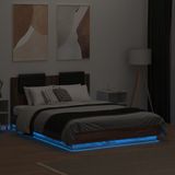 vidaXL Bedframe met hoofdbord en LED bruineikenkleurig 120x190 cm