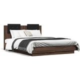 vidaXL Bedframe met hoofdbord en LED bruineikenkleurig 120x190 cm