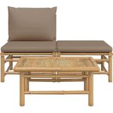 vidaXL 3-delige Loungeset met kussens bamboe taupe