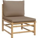 vidaXL 3-delige Loungeset met kussens bamboe taupe