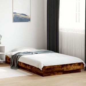 vidaXL Bedframe bewerkt hout gerookt eikenkleurig 100x200 cm