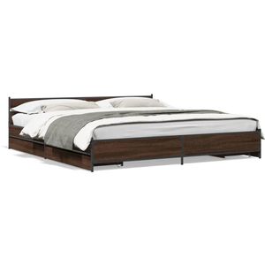 vidaXL Bedframe met lades bewerkt hout bruineikenkleurig 200x200 cm