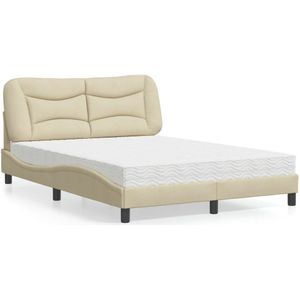 vidaXL Bed met matras stof crèmekleurig 140x200 cm