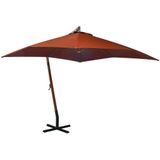 VidaXL Zweefparasol 3x3m Massief Vurenhout Terracotta