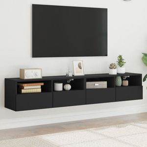 vidaXL Tv-wandmeubels 2 st 80x30x30 cm bewerkt hout zwart