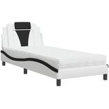 vidaXL Bed met matras kunstleer zwart en wit 90x200 cm