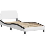 vidaXL Bed met matras kunstleer zwart en wit 90x200 cm