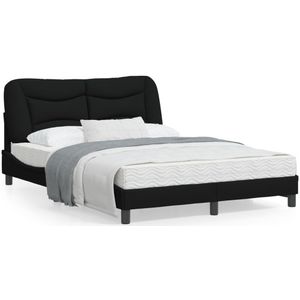 vidaXL Bedframe met hoofdbord stof zwart 140x190 cm