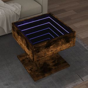 vidaXL - Salontafel - met - LEDx50x45 - cm - bewerkt - hout - gerookt - eikenkleur