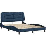 vidaXL Bedframe met hoofdbord stof blauw 140x190 cm