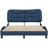 vidaXL Bedframe met hoofdbord stof blauw 140x190 cm