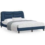 vidaXL Bedframe met hoofdbord stof blauw 140x190 cm