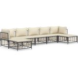 VidaXL 7-delige Loungeset met Kussens - Poly Rattan Antracietkleurig