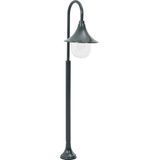 <p>Deze lantaarnpaal is perfect voor iedereen die op zoek is naar functionele, veilige en sfeervolle verlichting voor hun tuin. Gemaakt van hoogwaardig en duurzaam aluminium met een PVC lampenkap, is deze buitenlamp ontworpen om jarenlang mee te gaan.</p>
<p>De tuinlantaarn heeft een E27 fitting en is geschikt voor peertjes tot 60 Watt (let op, peertjes zijn niet inbegrepen). Met een totale hoogte van 120 cm en een lampdiameter van 25 cm, biedt deze lantaarnpaal voldoende verlichting voor uw buitenruimte.</p>
<p>De lantaarnpaal heeft een donkergroene kleur en is voorzien van een IP44-beschermingsklasse, wat betekent dat hij bestand is tegen spatwater en geschikt is voor buitengebruik. Met een voeding van 220-240 V~ en 50 Hz, kunt u er zeker van zijn dat deze lantaarnpaal betrouwbaar en efficiënt werkt.</p>
<p>Voeg deze hoogwaardige en duurzame lantaarnpaal toe aan uw tuin en geniet van de functionele en sfeervolle verlichting die hij biedt. Let op, de peertjes zijn niet bij de levering inbegrepen.</p>
<ul>
  <li>Kleur: donkergroen</li>
  <li>Materiaal: aluminium frame en PVC lampenkap</li>
  <li>Totale hoogte: 120 cm</li>
  <li>Diameter lamp: 25 cm</li>
  <li>Fitting: E27</li>
  <li>Voeding: 220 - 240 V~, 50 Hz</li>
  <li>Geschikt voor 60 Watt peertjes (peertjes zijn niet inbegrepen)</li>
  <li>IP-beschermingsklasse: IP44</li>
  <li>Peertjes zijn niet inbegrepen</li>
</ul>