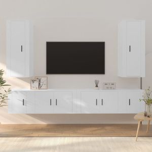 VidaXL 6-delige TV-meubelset Bewerkt Hout Wit