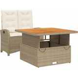 vidaXL 2-delige Tuinset met kussens poly rattan beige