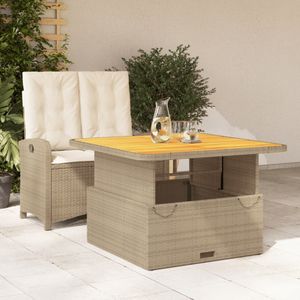 vidaXL 2-delige Tuinset met kussens poly rattan beige