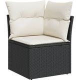 vidaXL 7-delige Loungeset met kussens poly rattan zwart