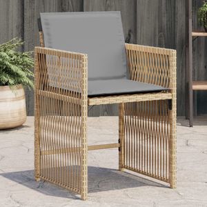 vidaXL Tuinstoelen 4 st met kussens poly rattan gemengd beige