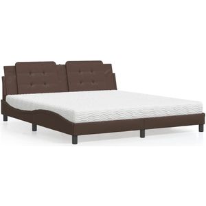 vidaXL Bed met matras kunstleer bruin 180x200 cm