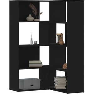 vidaXL Boekenkast 4-laags hoek 85x85x140 cm bewerkt hout zwart