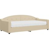 vidaXL Slaapbank met matras 90x200 cm stof crèmekleurig