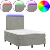 vidaXL Boxspring met matras en LED fluweel lichtgrijs 120x190 cm