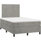 vidaXL Boxspring met matras en LED fluweel lichtgrijs 120x190 cm