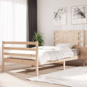 vidaXL Bedframe massief grenenhout zwart 75x190 cm