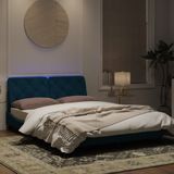 vidaXL Bedframe met LED-verlichting fluweel blauw 120x200 cm