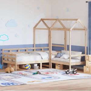 vidaXL Kinderbed met huisje en bankje massief grenenhout 90x200 cm