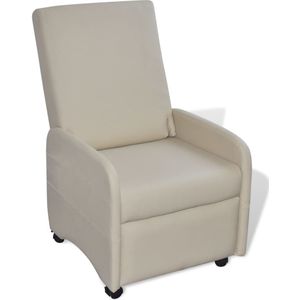 vidaXL Fauteuil inklapbaar kunstleer crème