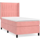 VidaXL Boxspring met Matras Fluweel Roze 100x200 cm