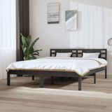 vidaXL Bedframe massief hout grijs 150x200 cm