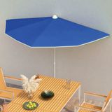 vidaXL Parasol half met paal 180x90 cm azuurblauw