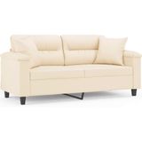 vidaXL Tweezitsbank met kussens 140 cm microvezelstof beige