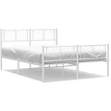 vidaXL Bedframe met hoofd- en voeteneinde metaal wit 150x200 cm